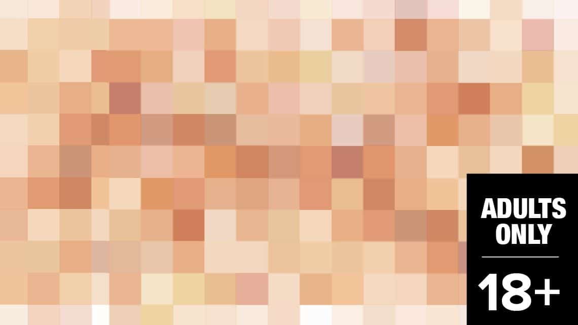 A pixellation effect with a stamp in the corner reading 'ADULTS ONLY 18+'