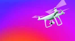 isolated drone on instagram gradient of red to purple blue