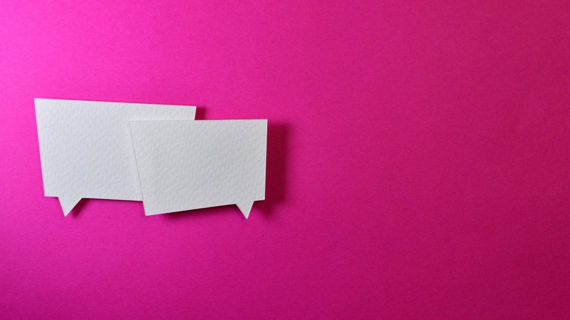 Speech bubbles on a pink background