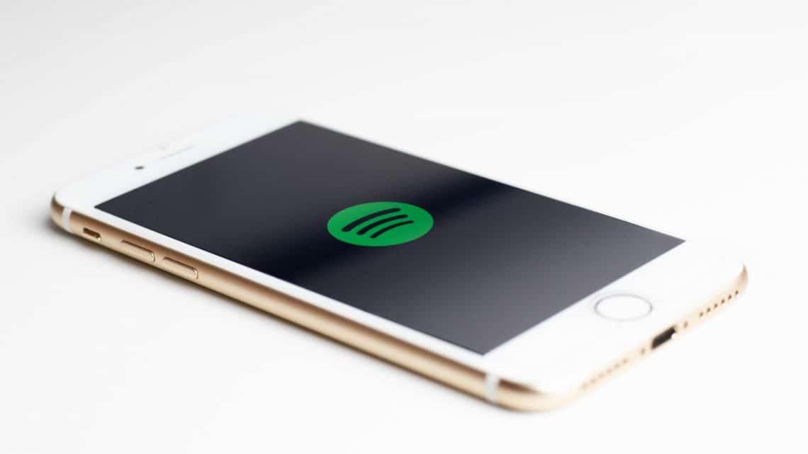 Phone with Spotify app on front